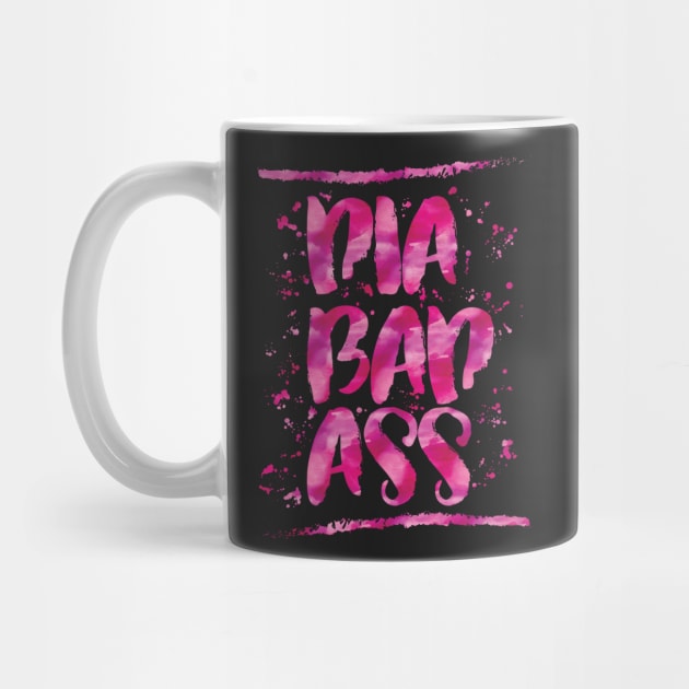 Diabadass - diabetes diabetic t1d type 1 watercolor pink by papillon